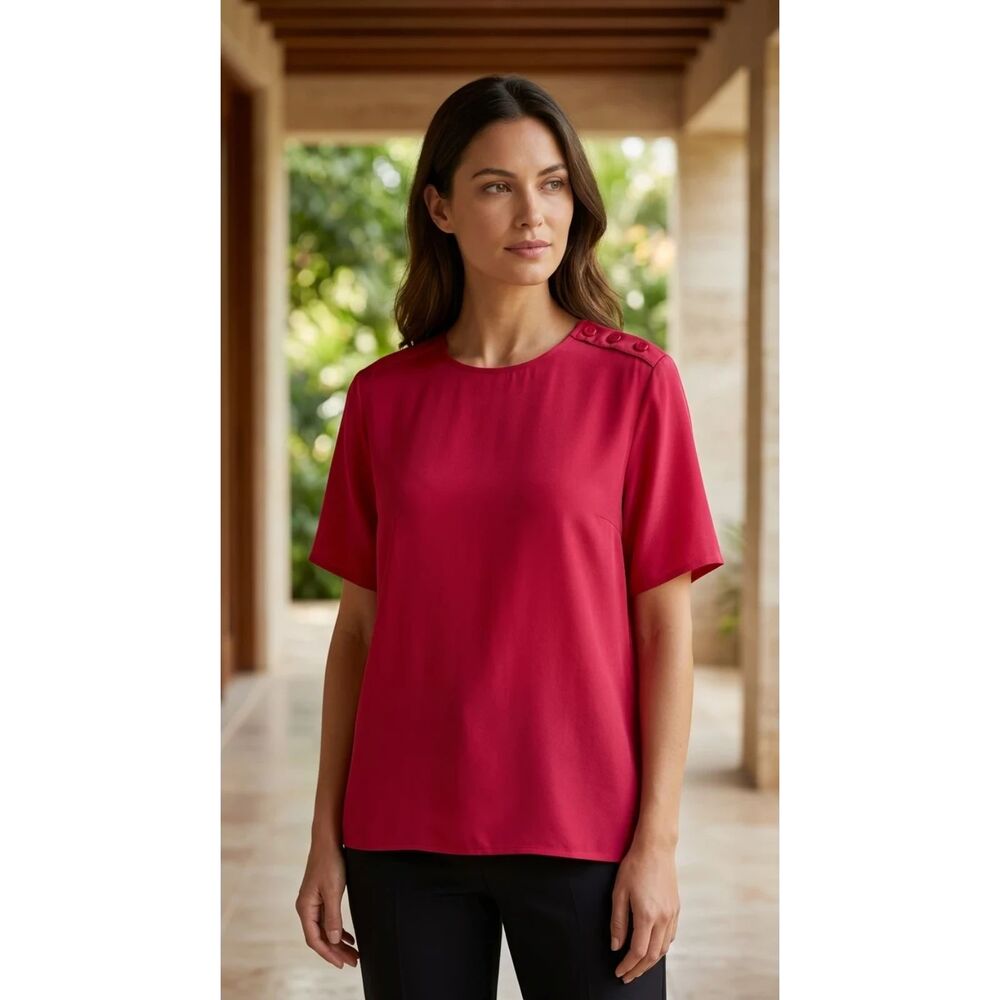 Laura & Jayne Collection Raspberry red 100% silk Blouse | Sz M